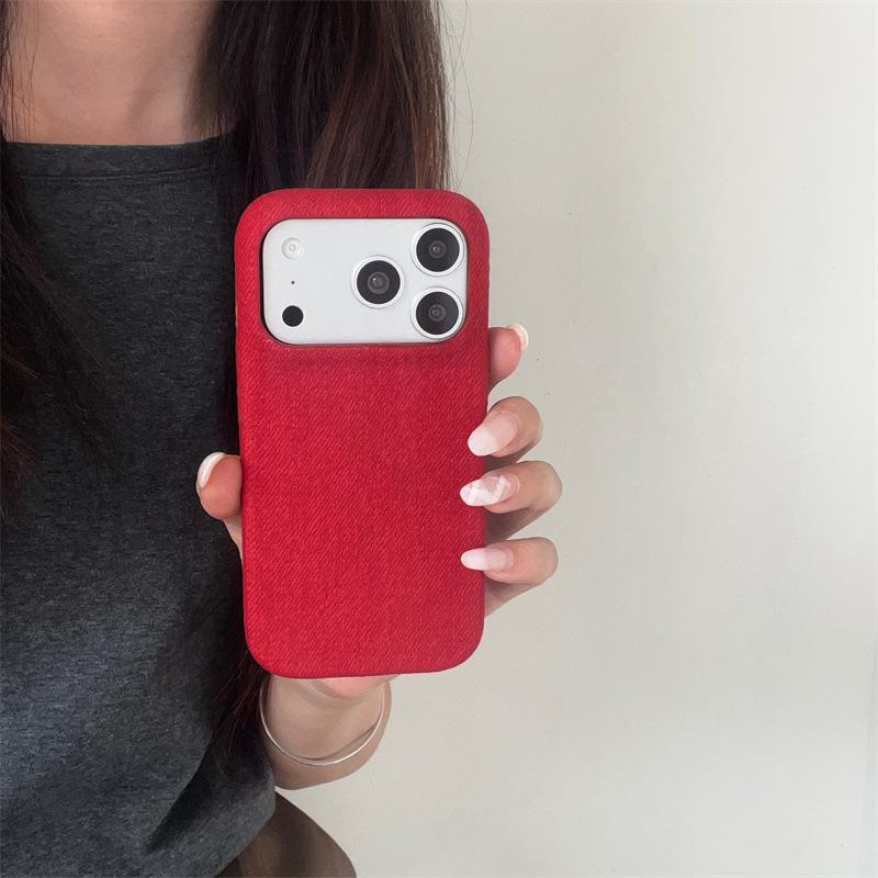 Simple solid color denim pattern case for iPhone 14/13, for iPhone 17/16/15 PRO MAX, anti-drop phone cover