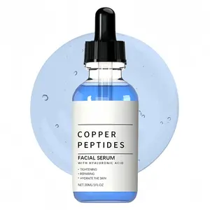 GHK-Cu Copper Peptide Facial Serum, Hydrating Essence with Hyaluronic Acid, Copper Tripeptide & Sodium Hyaluronate, Lightweight Moisturizing Skincare Serum for Smooth, Radiant-Looking Skin, 30ml