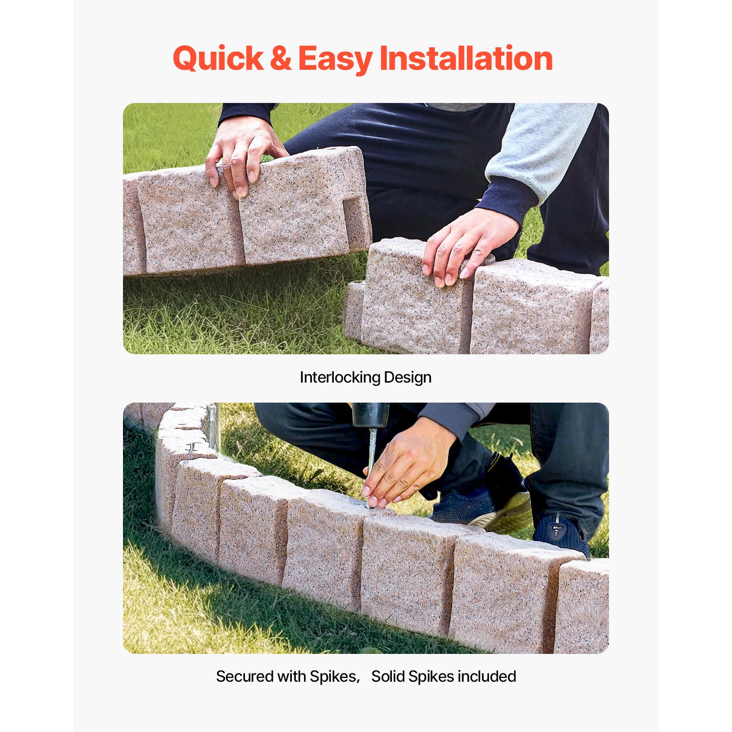 VEVOR Imitation Stone Landscape Lawn Edging Border Fade-Free No Digging Required Small/Medium/Large Beige/Sandstone Grey/Brown Heavy Duty Ballistic Nylon Tool Bag Luminous Resin Christmas Music Box Ornament Carpenter Belt with Suspenders removable zipper