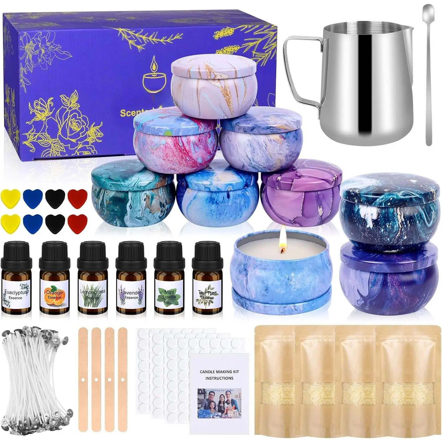 Candles Making Kit for Adult - Christmas DIY  for Beginner, Includes Beeswax, Essential Oils, Dyes, and  DIY Candle Making Supplies, Crafts for Adults