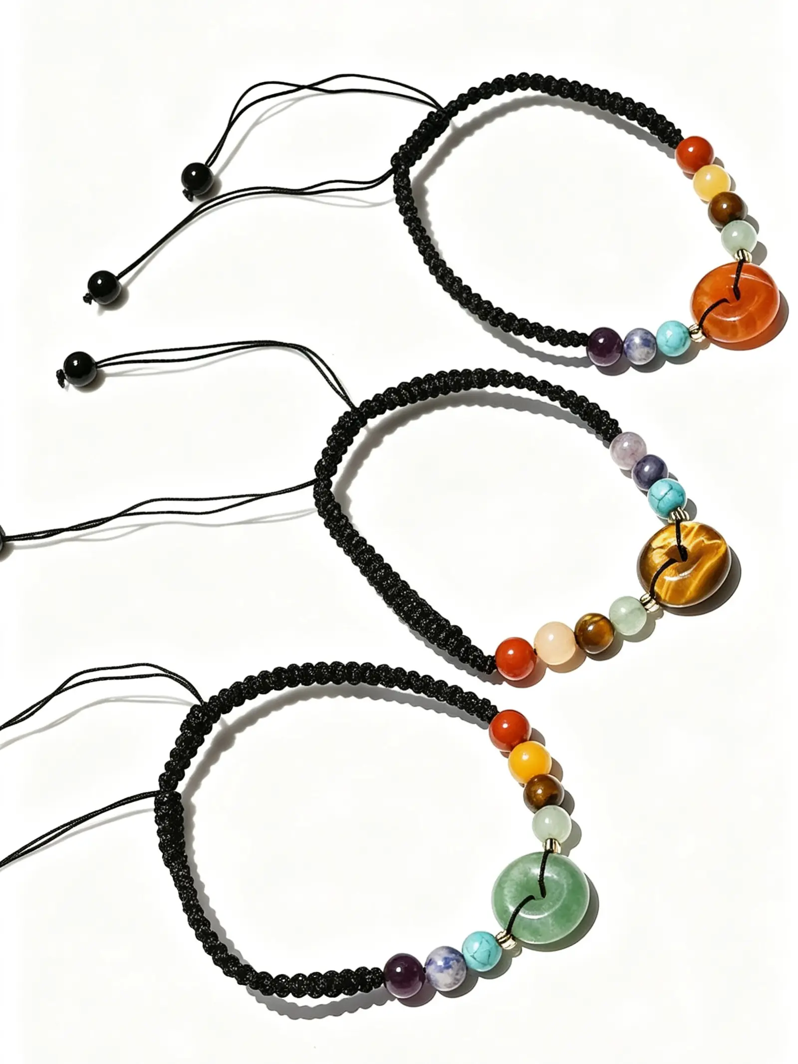 Colorful Braided Natural Stone Bracelet, Adjustable Crystal Yoga Stone Handchain, Amethyst and Quartz Jewelry Gift, Boho Style, Bohemian Bracelet, Crystal Gemstone Bracelet