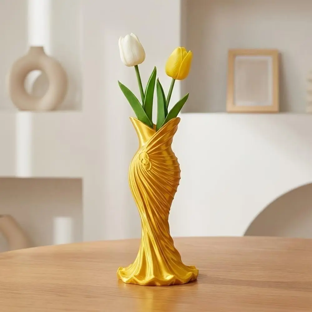 Modern Dress-Shaped Vase, 3D Printed Plastic Decorative Centerpiece, Minimalist Standing Accent for Entryway, Stylish Home Decor Gift, Props, Ornaments