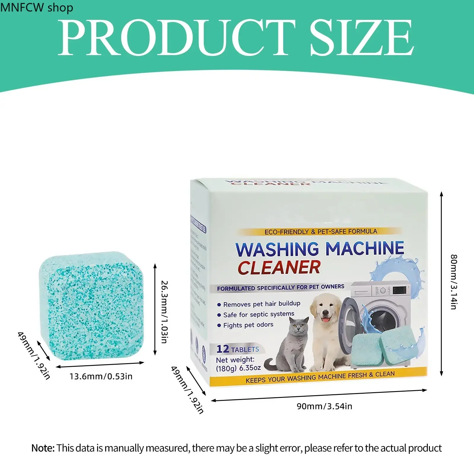 Pet-Safe Washing Machine Cleaner Tablets | Deep Cleaning & Odor Eliminator for All Machine Types | Powerful Pet Hair & Residue Remover | Fresh Scent Laundry Care