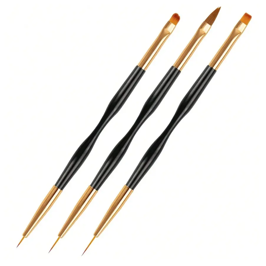 Landot Nail Art Brushes Kit, Double-Ended Nail Dotting Tools, Nail Dust Brush, Striping Brushes, Nail Drawing Pen for Nail Design