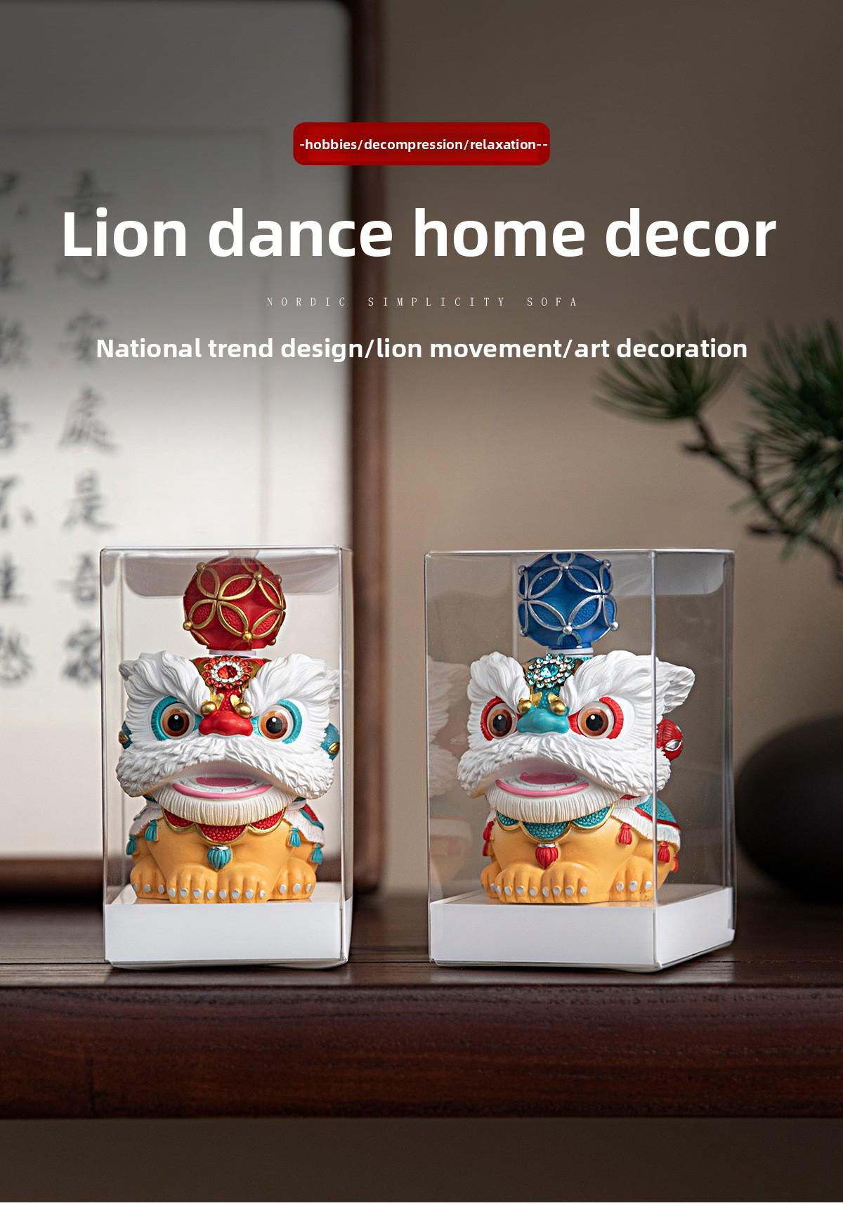 Creative Oriental Lion Ornament Unique Desktop Decoration Decorative Item Craft Birthday Gift Party Favor Personal Collection Ornament