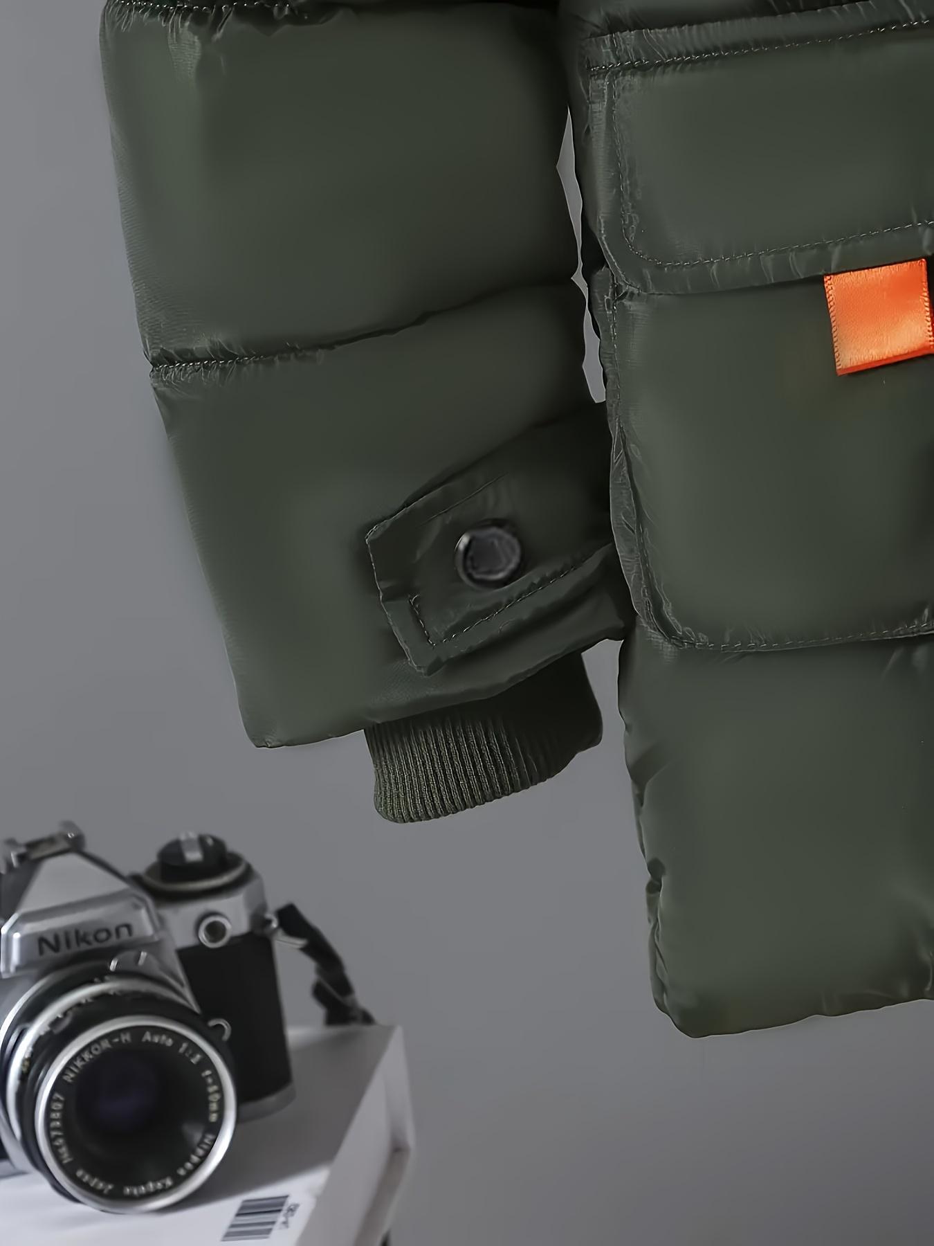 Boys' Winter Warm Hooded Jacket with Full-Zip Front, Elastic Cuffs & Pockets - Heavy-Duty Outerwear for Cold Weather, Casual Outdoor & Everyday Wear, Winter Jacket For Boys, Cold Weather Apparel, Stylish Winterwear, Durable Winterwear, Warm Coat