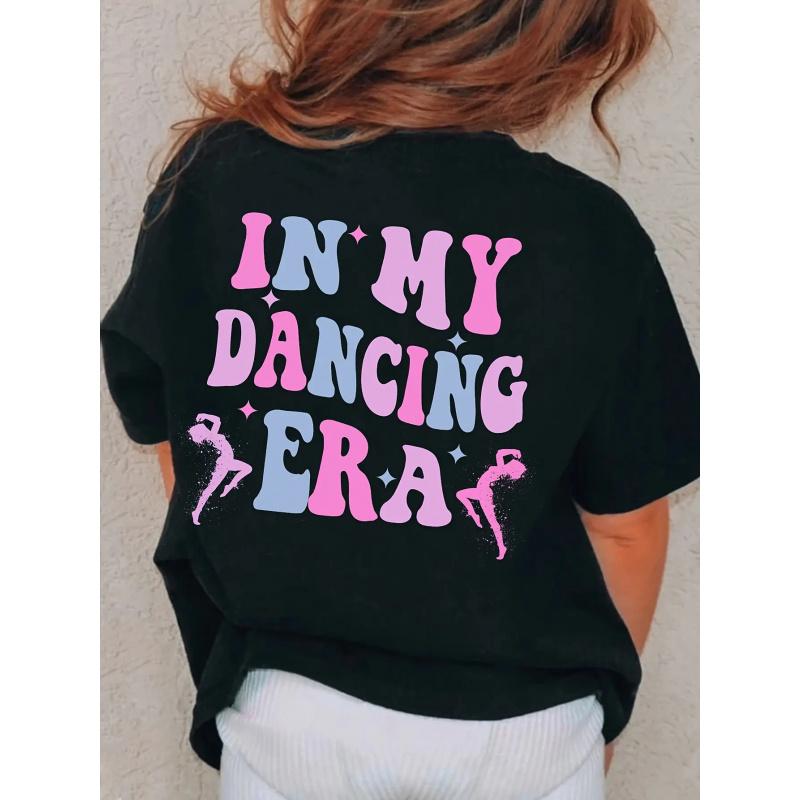 Kids "In My Dancing Era" Short Sleeve T-Shirt, Toddler Girls Dance Lover Graphic Tee with Smiley Front Print