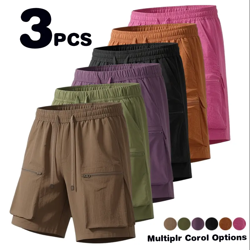 Dopamine colored functional workwear shorts for men in summer, thin, quick drying, breathable, loose five inch shorts