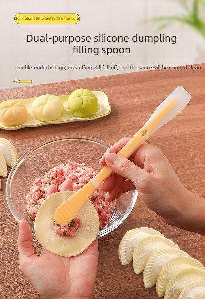 2PCS Multifunctional double-headed dumpling and wonton scraper, silicone meat filling tool, household kitchen all-in-one jam maker