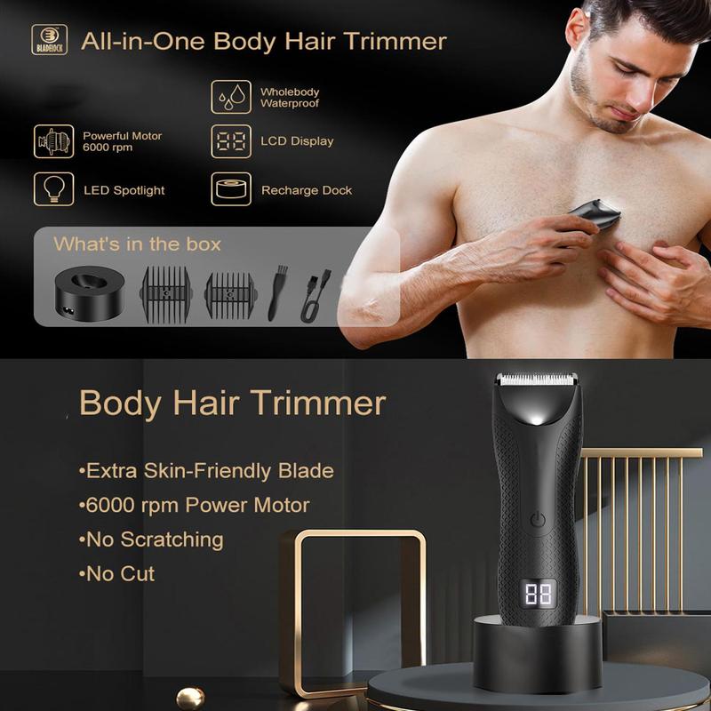 Electric Hair Trimmer, Comfort Rechargeable Hair Clipper, Body Trimmer Machine for Men Waterproof Hair Trimmer Shaving Tool, Body Hair Trimmer Barber Equipment, Electric Shaver Trimmer for Men, Digital Beard Trimmers, Hair Cutting Machines, Winter Gift