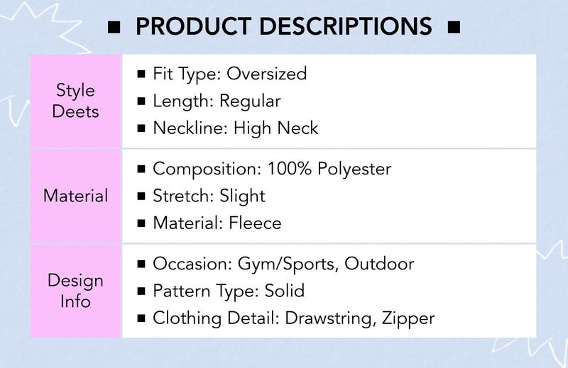 Cider [4 colors, size 0-10] Fleece High Neck Solid Drawstring Zipper Sweatshirt