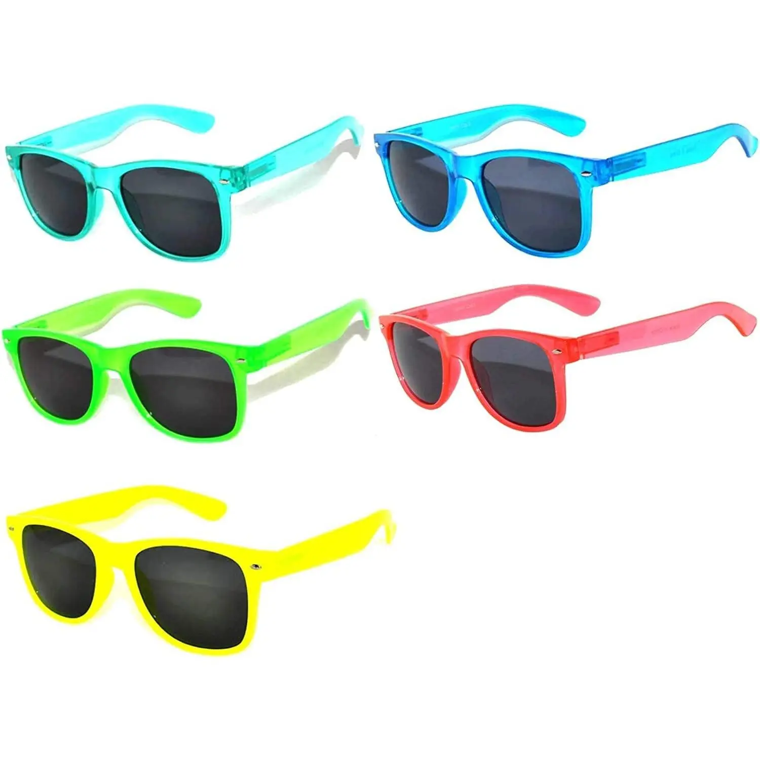 5,6,10,12 Pack Retro 80's  Sunglasses Clear Lens Colored Frame
