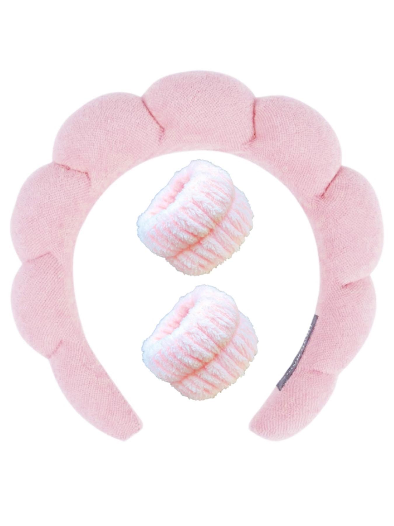 3pcs Reusable Makeup Remover Headband for Galentinesparty, Wristband Padded Hair Hoop for Daily Wear for Fall & Winter, Fashion Matching Hair Accessories for Women & Girls for Makeup, Spa
