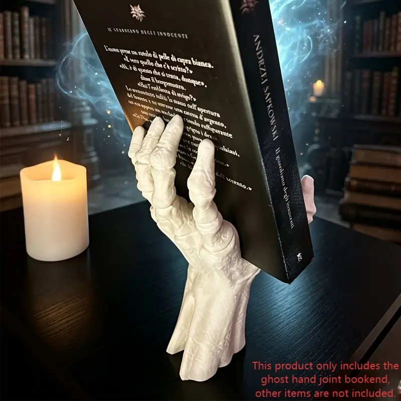 1pc Gothic Ghost Hand Bookend, Scary Sculpture Decor for Halloween Party, Dark Style Book Holder for Bookshelf, Spooky Desktop Display Ornament for Home & Office, Creative Gift for Horror Fans, Halloween Home Decoration