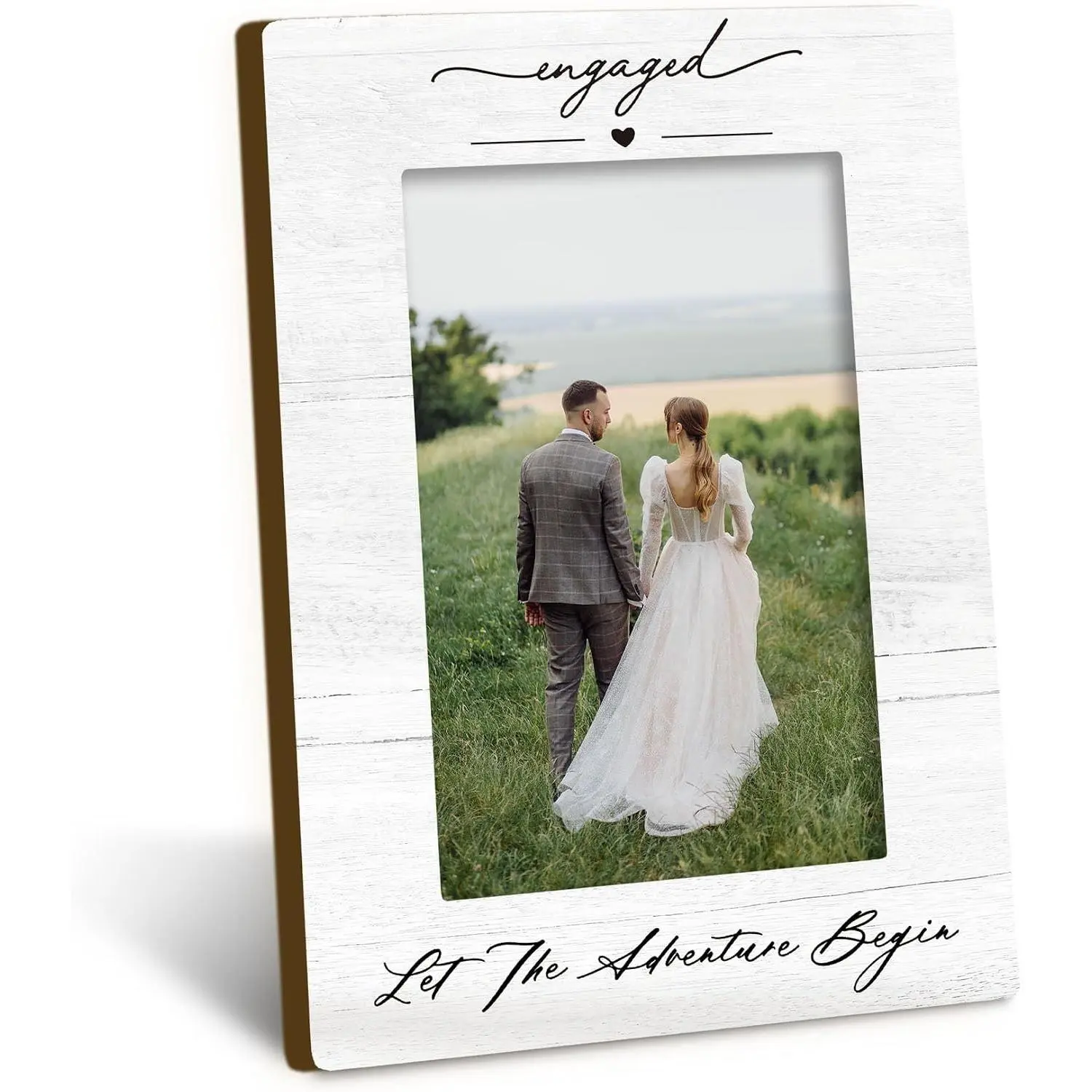 Engagement Couples Picture Frame 4x6 - Engagement Gifts for Couples, Just Engaged Gift, Wedding Gifts for Newlyweds Bride Groom, Photo Frames for Desk Shelf DecorGift