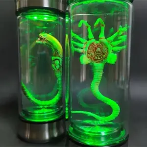 Alien-Themed Specimen Glow Jar - LED Sci-fi Night Light, Mysterious Creature Glass Container Decor for Home Desktop Collection