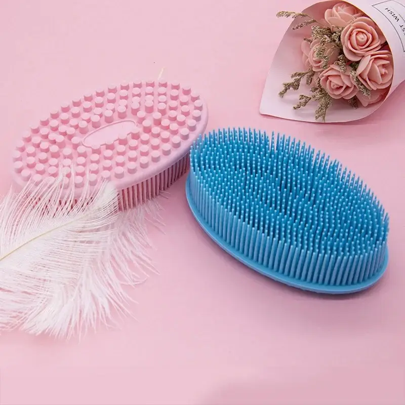 Silicone Body Scrubber Bath Shower Sponge Dry Bath Brush for Body Massager Bast Exfoliating Silicone Bathing Scrubber Body Brush