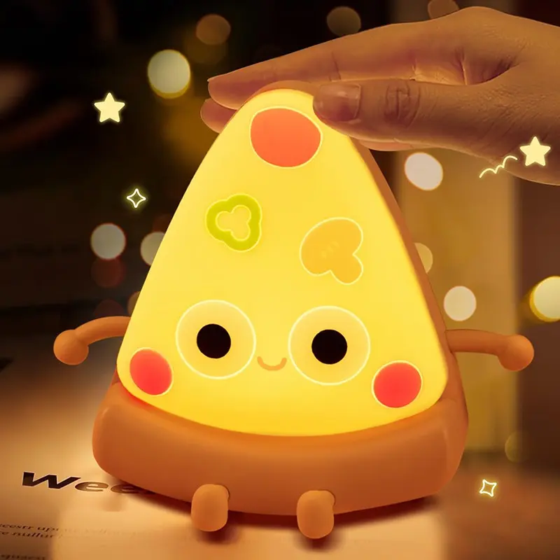 1PC Pizza Night Light for Kids, Cute Silicone Pizze Night Lights, Baby Night Light for Breastfeeding, Squishy Rechargeable Night Lamp , Wireless Touch Lamp for Nursery Decor for Girls Boys