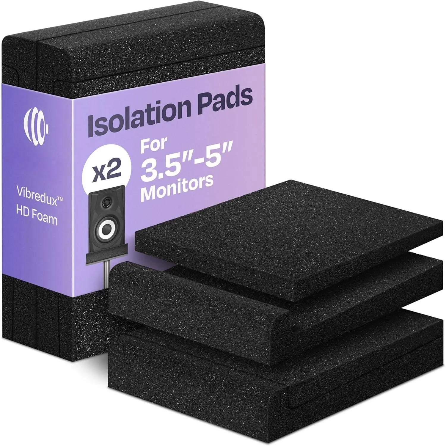 Studio  Isolation Pads  Acoustic  for 3-4.5 Inch Speakers with Vibredux   for  Isolation, Black