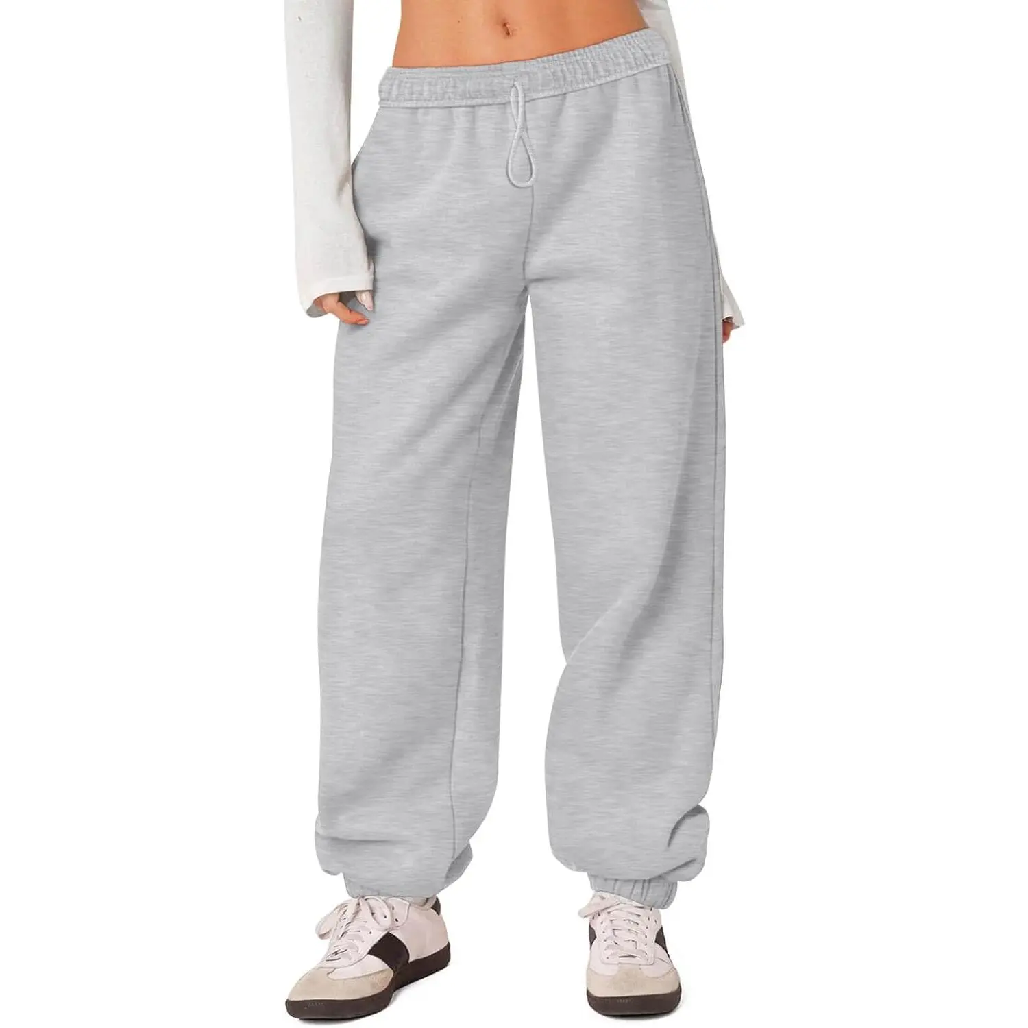 Women's High-Waisted Baggy Fleece Cotton Joggers, Sports & Outdoor Hiking Sweatpants
