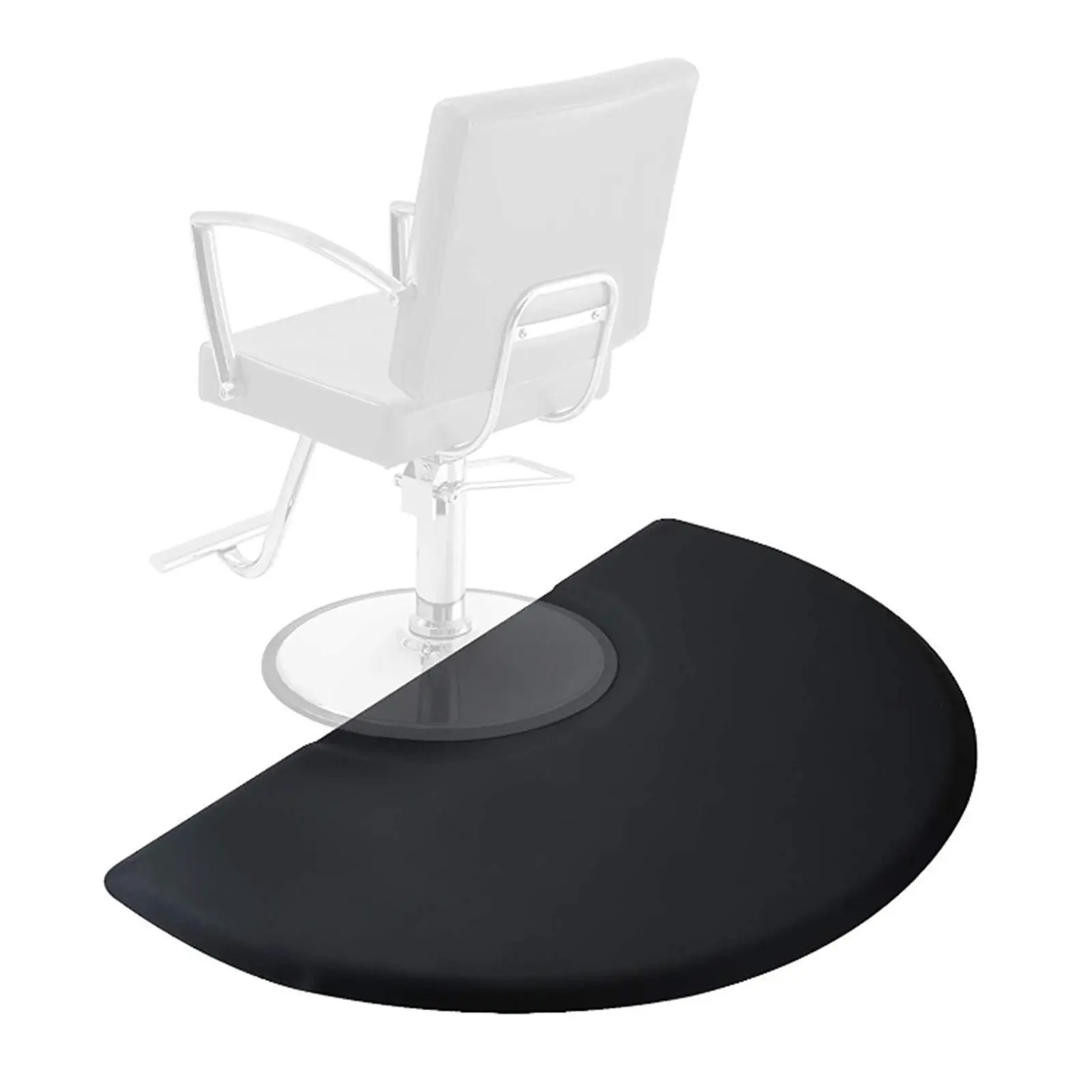 Anti-Fatigue Salon Chair Mat for Professionals – Ergonomic Comfort Standing Rug – Protects Hardwood Floors – Ideal for Hairstylists, Barbers, and Hairdressing Equipment – 3'x5' Semi-Circle Black