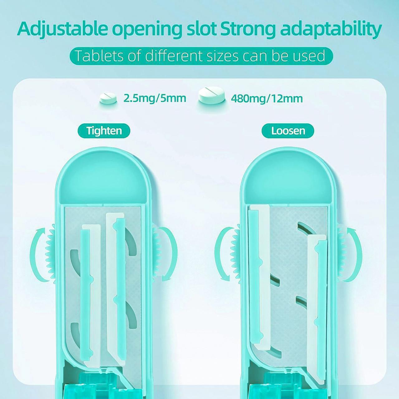 Portable Pill Cutter & Dispenser, 1 Count Adjustable Pill Cutter, Pill Storage Box, Vitamin Organizer, Supplement Organizer, Food Storage & Container for Small & Micro Pills