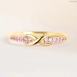 Female Infinity Twist Colorful Gem Ring, Dainty 8-Shaped Band, Simple Minimalist Jewelry for Engagement & Daily Wear