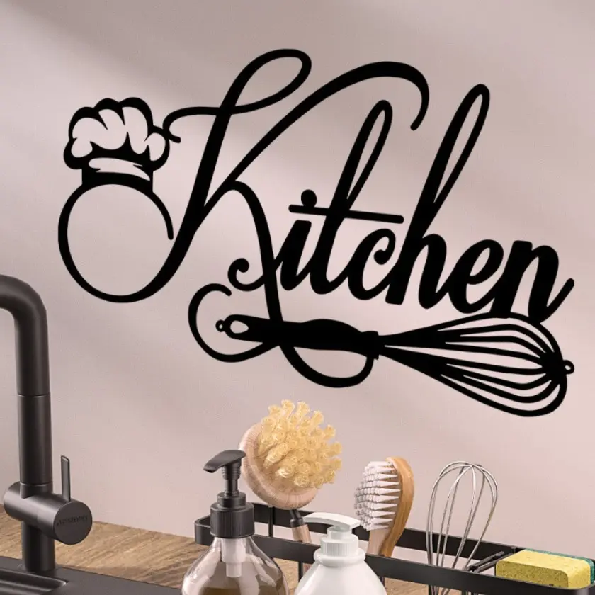 1 pc Rustic Design Metal Kitchen Sign - Farmhouse Wall Decor for Home, Kitchen or Restaurant - 12 x 6.69 Inch (Classic Style)