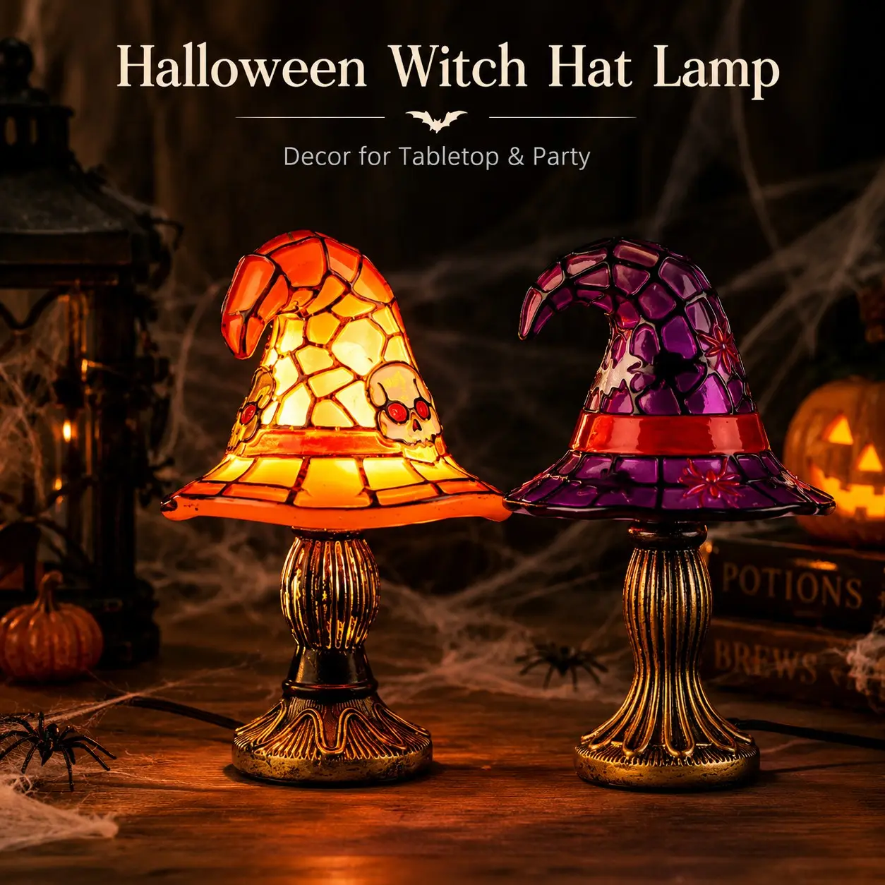 Halloween Witch Hat Table Lamp Decoration, Glowing Creative Holiday Atmosphere Light, New Cross-Border Design, Festive Ornament, Party Decor