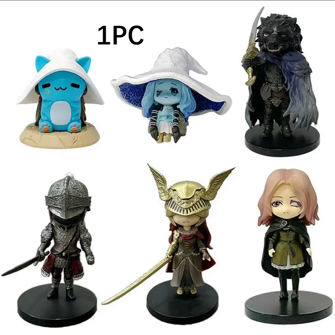 Elden Ring Q Version Figure Set, Mini Collectible Dolls, Desktop Decor, Game Player Gift, Characters: Leyn, Blaze, Marlene, Melina, Withered