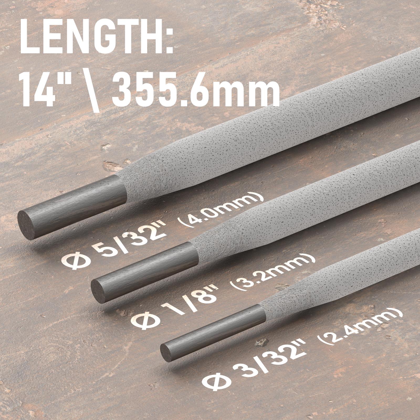 E7018 Low Hydrogen Welding Rods |     10LB Pack, Multi-Size: 1/8", 3/32", 5/32" Carbon Steel Stick Electrodes