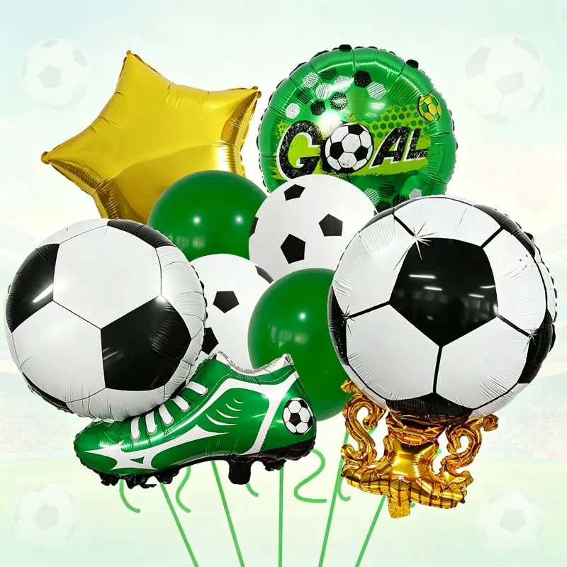 10-Piece Football Theme Balloon Set, Trophy, Soccer Cup, Shoe Shapes, Soccer Balloons, Party Decor, Sports Event, Home Decoration, Birthday Party, Sports Meet Opening Ceremony Backdrop, Fan offline gathering atmosphere decoration