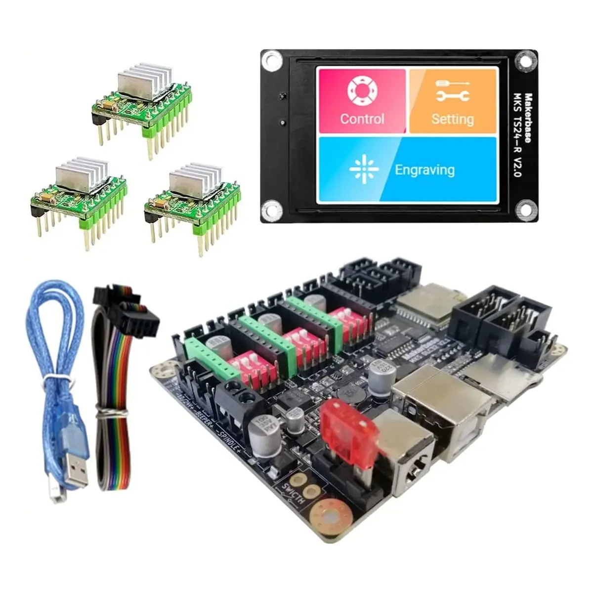 32 Bit ESP32 Grbl Expansion Board, DLC32 Control Card, TS24 Cnc Offline Touch Screen, for CNC3018 Pro Upgrade, Mini Laser Engraving Carving Machine