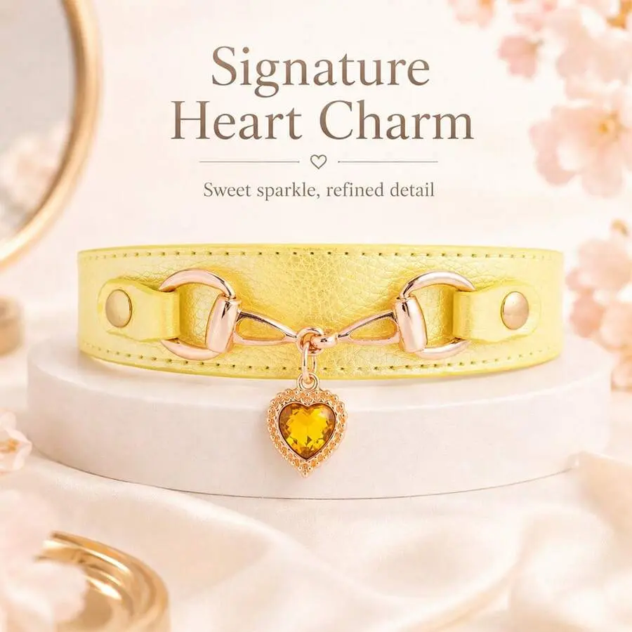 Luxury Heart Rhinestone Dog Collar, Soft Iridescent PU Leather Pet Neck Collar, Adjustable Rose Gold Buckle Design, With Exquisite Heart-Shaped Gemstone Pendant, Suitable For Small Dogs Teddy Bichon, Medium Dogs Golden Retriever Dachshund, 4 Colors Availa