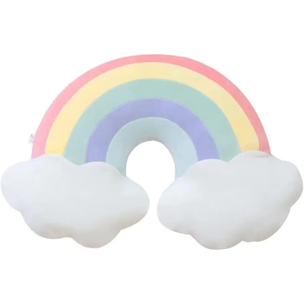Cloud Rainbow Shaped Plush Fabric Pillow, Creative Candy-Color Stuffed Cushion, Indoor Furniture Home Decor Accessory (00112021)