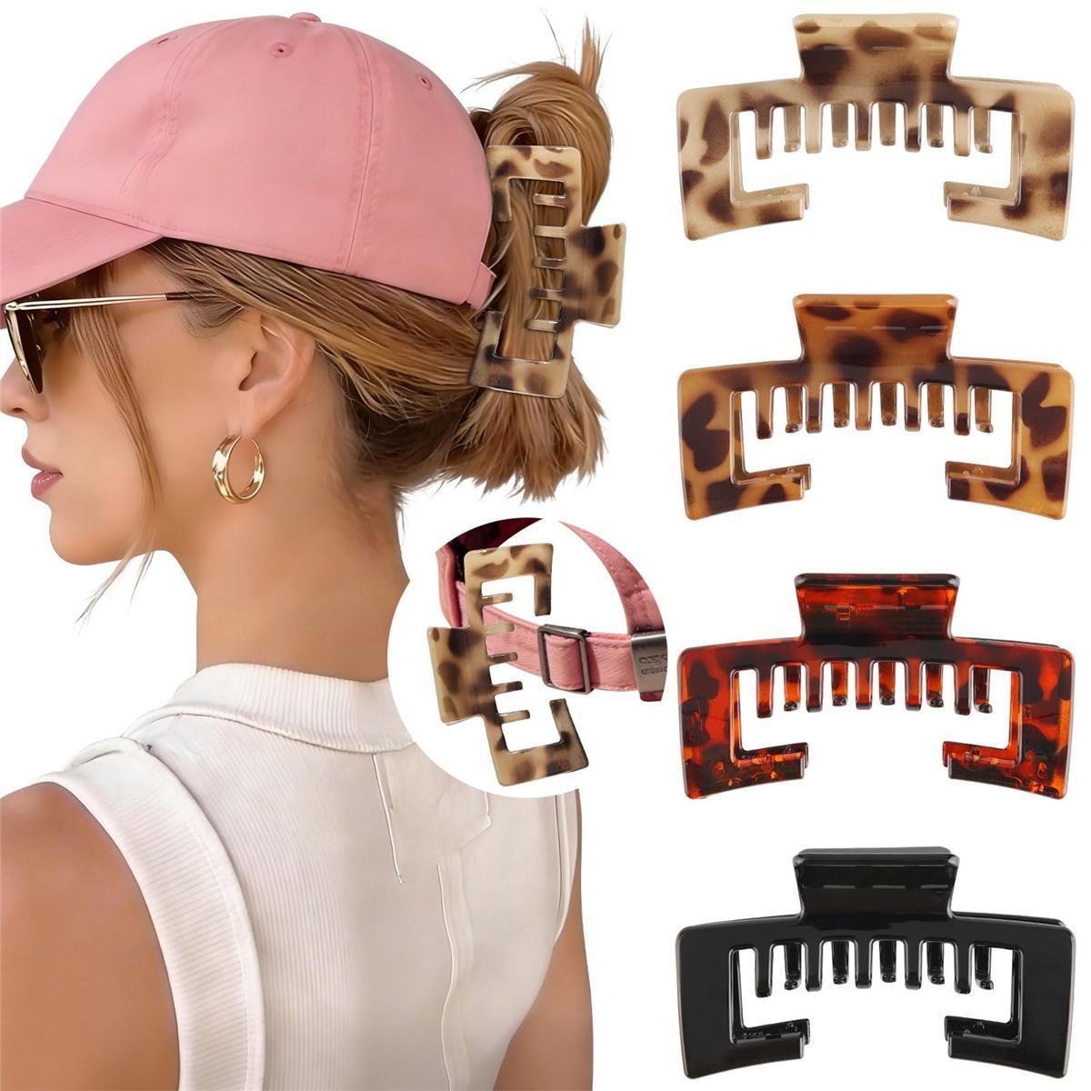 AWAYTR Gift Box Set 4Pack Trucker Hat Hair Clips for Women Hat-Friendly Claw Clips for Baseball Caps Hair Claws Clips for Thick Hair Hat Hairstyles Hair Accessories