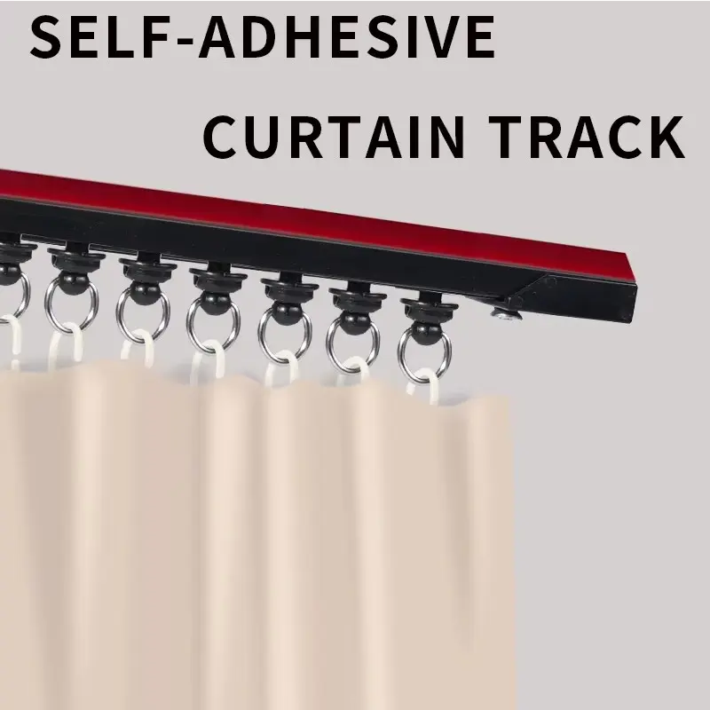 Self-Adhesive Curtain Track Kit No Drilling, Smooth Ceiling or Wall Curtain Rod, Ideal for Home Bedroom, Shower, Closet, RV, Curtain Rail Track