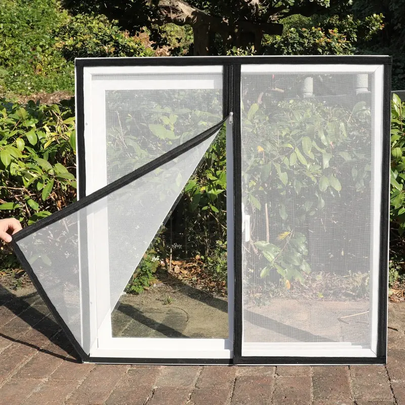 Self-Adhesive Zipper Window Screen, Removable Fine Mesh Insect Net with No-Drill Hook-and-Loop Installation, Washable and Breathable for Bedroom and Kitchen Windows
