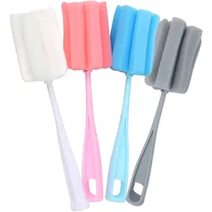 Bottle Brush Sponge 4PCS Cup Washer Brush Long Handle Cleaner Brush for Baby Bottle Glasswares Mugs Cups Kitchen Clean (4 PCS)
