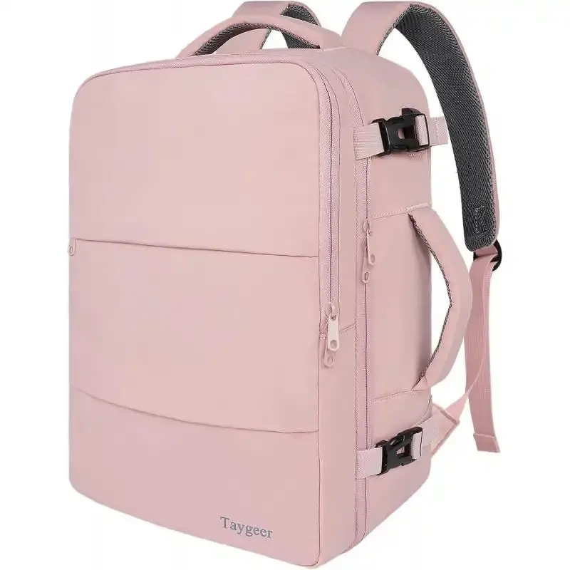 Women's TSA Approved 15.6in Travel Carry-On Backpack with USB Charging Port, Shoe Pocket, Laptop Compartment - for School, Weekend Business Trips, Pink Backpacks