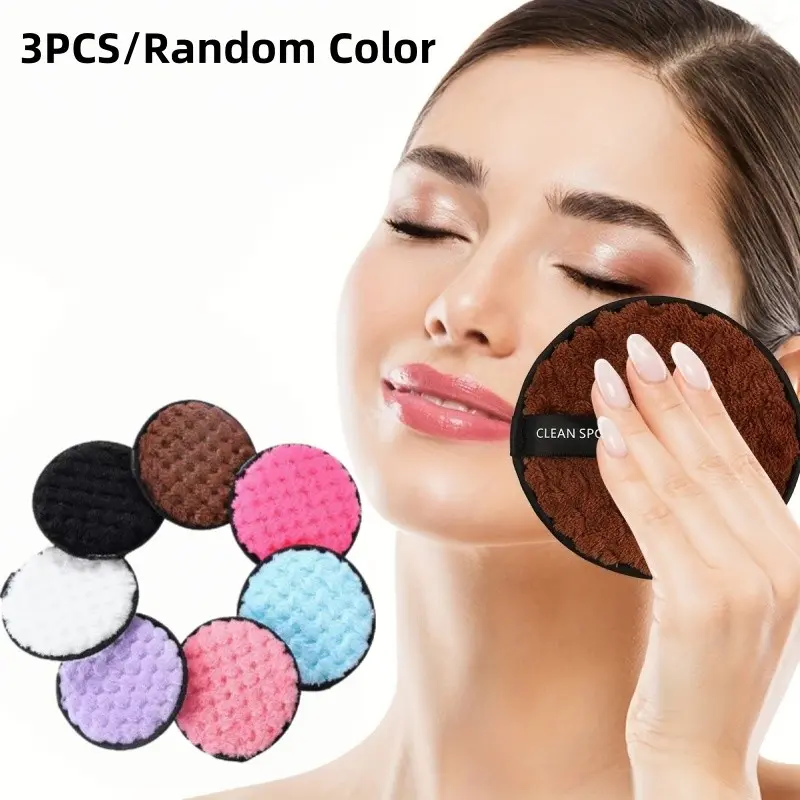 3Pcs Dual-Sided Reusable Facial Cleansing Pads, Washable Face Cloth, Soft Skin Care Cleaning Tool, Portable Beauty Wiping Pad