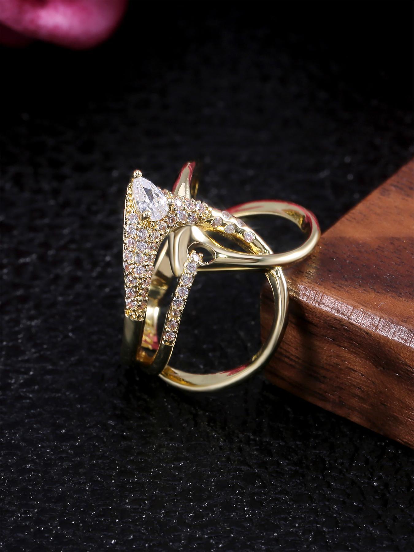 Elegant Rhinestone Decorated Ring, Jewelry Open Ring, Fashion Accessories for Women, Trendy Accessories for Party and Daily Life, All-match & Exquisite Jewelry for Birthday Gift