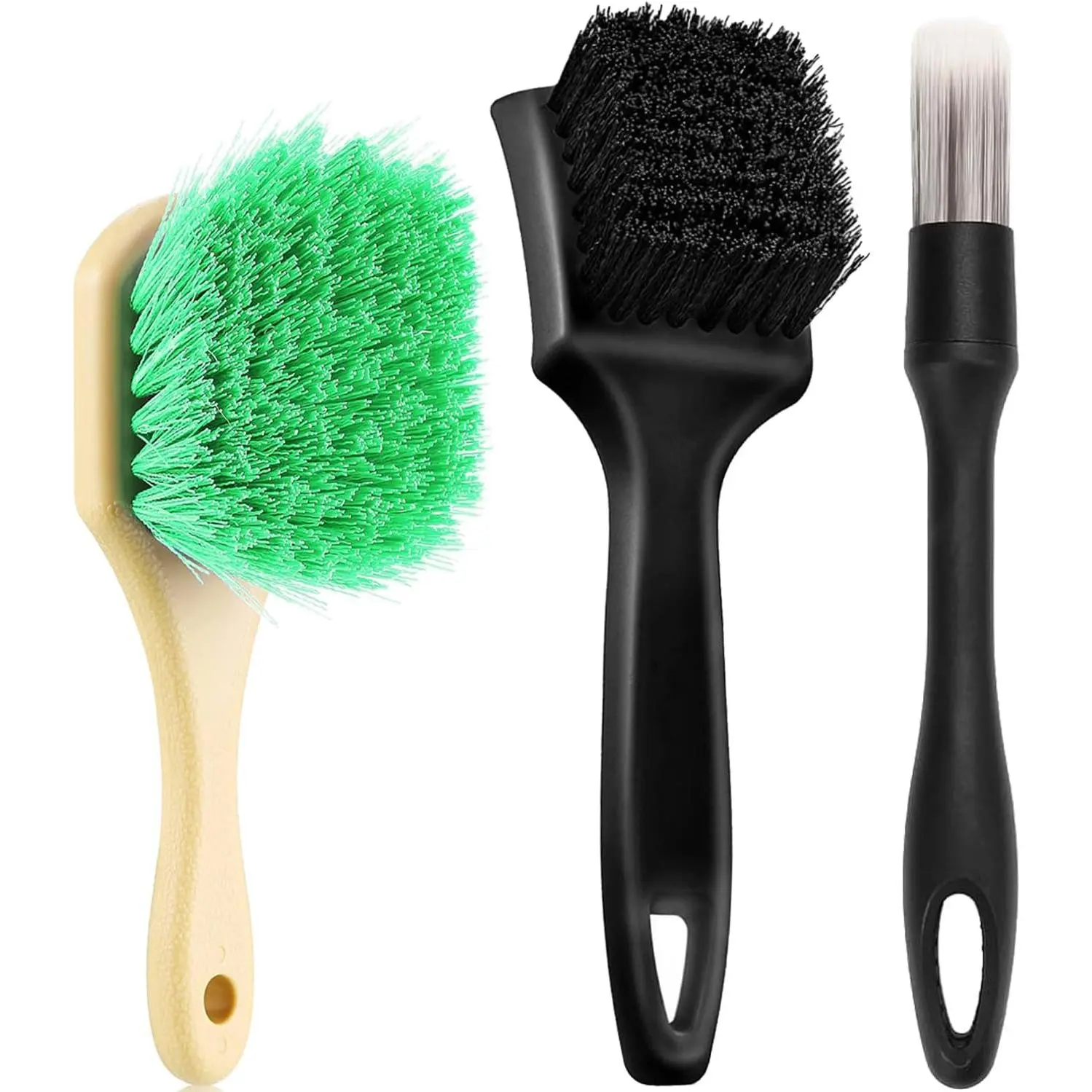 Wheel Rim Tire & Carpet Cleaning Brush Set, Soft & Stiff Bristle Wash Cleaning Supplies Kit for   Exterior Surface and  Interior Cleaning Brush for   SUV RV  (Green)