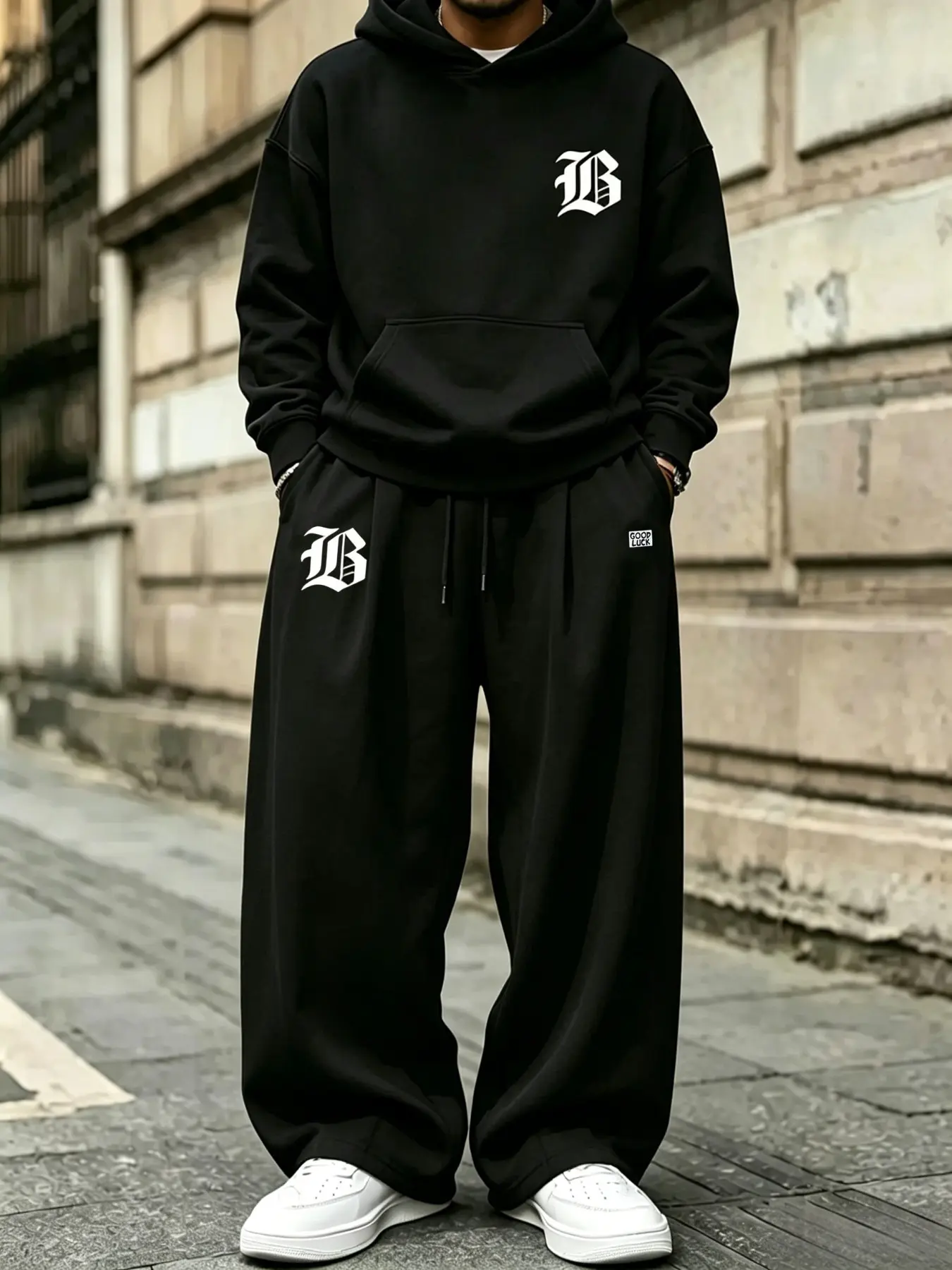 Men's Plus Size Hoodie and Pants Set, Casual Street Style, Comfortable Fit, Perfect for Daily Wear, Trendy and Stylish