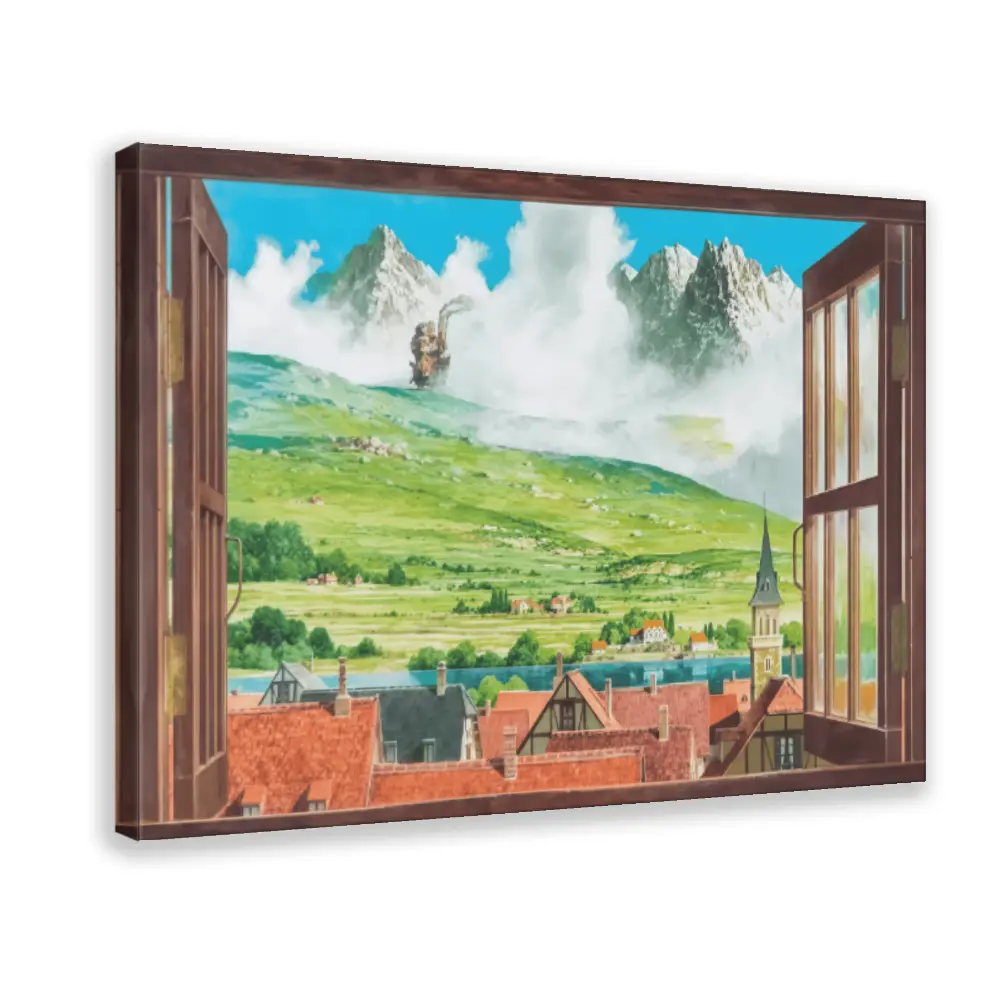 Lightweight Howl's Moving Castle Artistic Poster - Studio Ghibli Wall Decor, Hayao Miyazaki Fairy Tale Print, Japanese Anime Room Decor for Otaku, Gift Option, Modern Large Canvas Wall Art