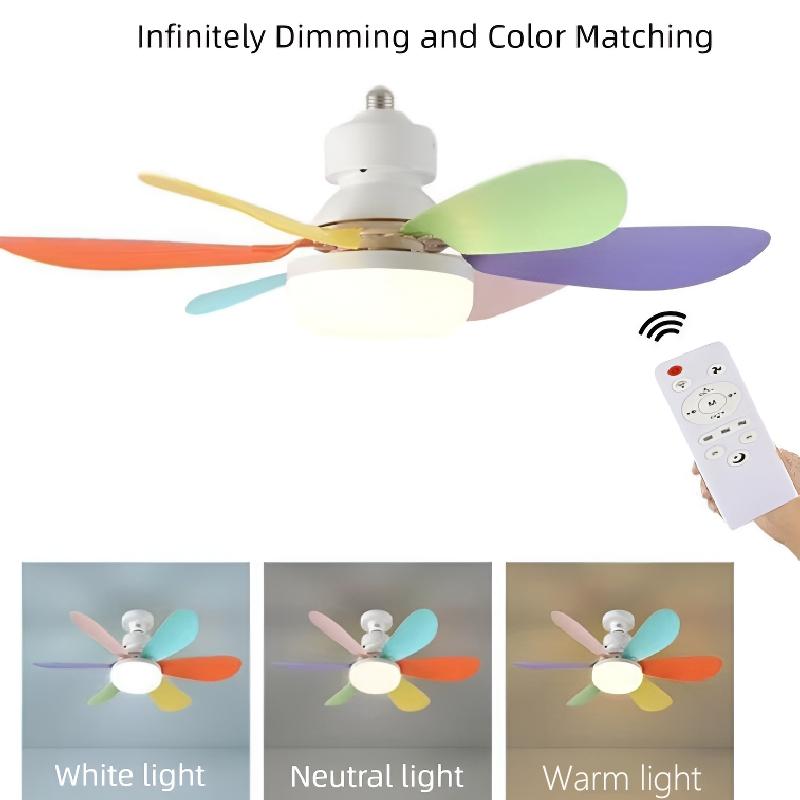 Modern E27 Screw Base Ceiling Fan Light, Quiet Wind Design, Ideal for Living Room Dining Bedroom, Energy Efficient F Rating