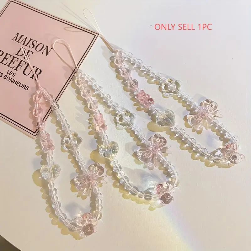1 pink bow phone chain, Phone lanyard, Phone Accessories, universal phone case with hanging rope, phone hanging accessory, backpack hanging accessory for women, gift for friends and family