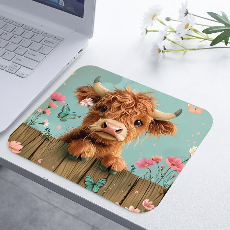 Cute Cartoon Cow & Flower Pattern Mouse Pad, Rectangle Gaming Mouse Pad, Non-slip Rubber Base Mouse Pad, for Home Office Desk Decorative Cute Cartoon Cow & Flower Pattern Mouse Pad, Rectangle Gaming Mouse Pad, Non-slip Rubber Base Mouse Pad, for Home Office Desk Decorative
