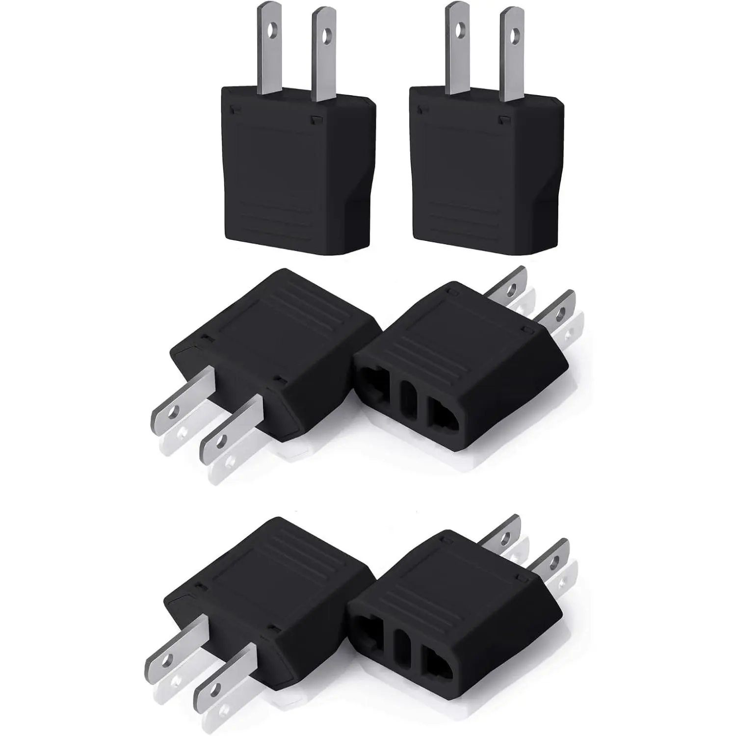 Bates- European to US Plug Adapter, 6 Pack, EU to US Adapters, Europe to USA Plug Adaptor, Travel Adapters European to American, Canada, Mexico, 220V to 110V Plug Pin Converter, Type A