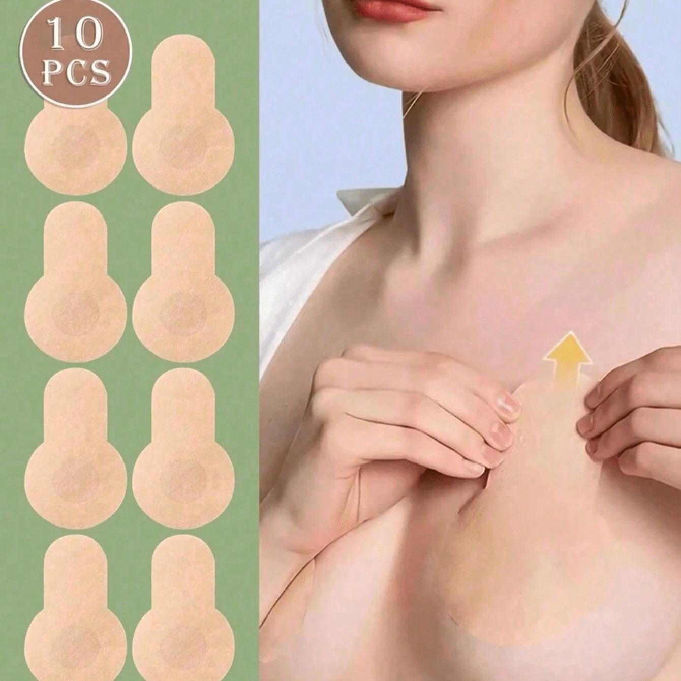 5 Pairs 8cm Disposable Breast Lift Tape, Seamless Push-Up Bra, Invisible Backless Bra, Anti-Slip Design, Ideal for Large Breasts